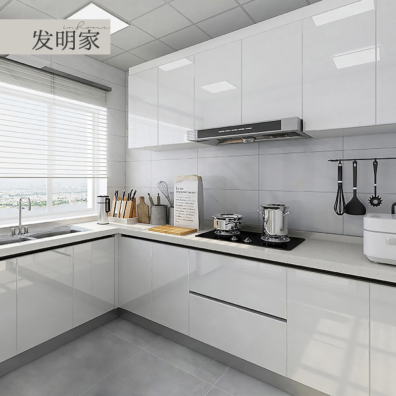 成都杭州全屋定制整体厨房橱柜小户型l形岩板厨柜一体灶台柜装修