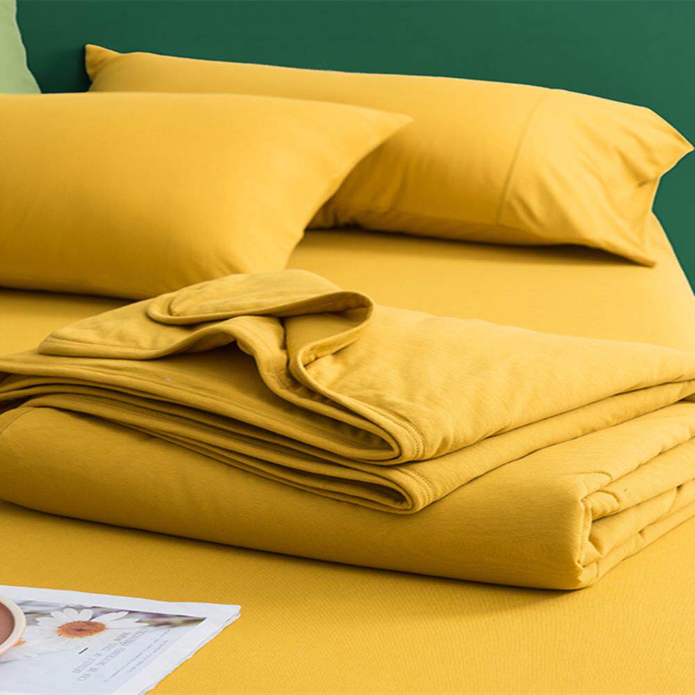 超柔软针织棉夏凉被四件套夏季空调被全棉双人夏被天竺薄被子纯色