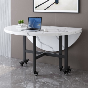 家用折叠可移动餐桌饭桌可折叠圆桌小户型多功能带转盘桌子