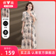 雅鹿气质连衣裙女士夏装2025新款洋气宽松收腰短袖年轻妈妈裙子女