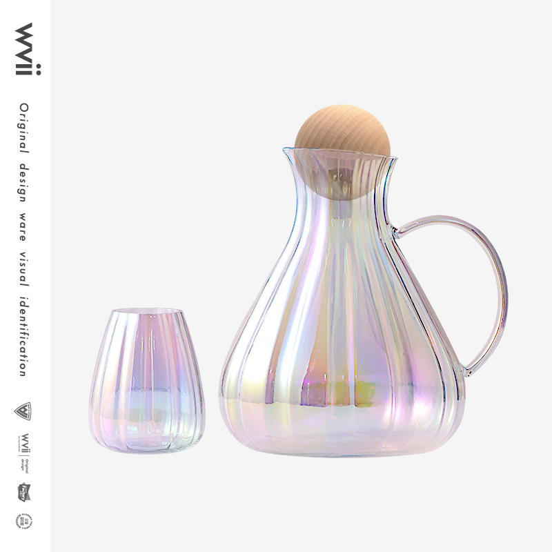 wvii高颜值创意七彩耐高温玻璃凉水壶夏家用大容量冷水壶水杯套装