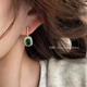 绿色方形宝石蚊香盘耳夹女小众设计感高级耳环2024新款爆款耳饰品