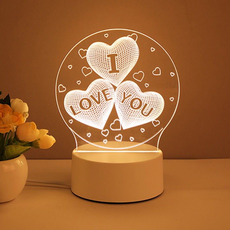 创意爱心灯心形小夜灯儿童睡眠灯公主房新生儿可遥控充电式喂奶灯