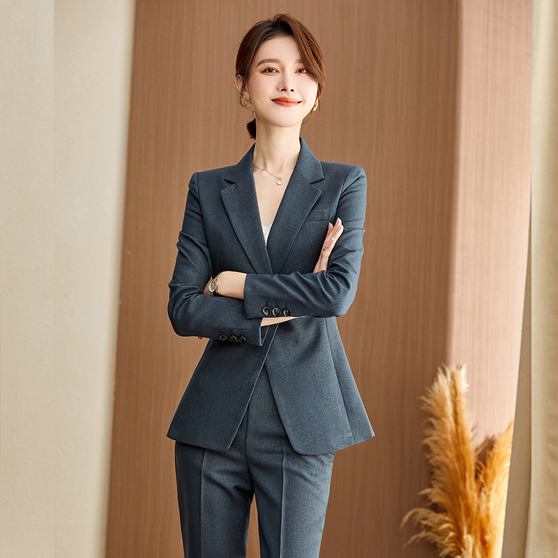高级感职业装西装套装女灰色2022新款正装气质休闲西服秋冬工作服