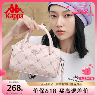 Kappa卡帕 正品新款女士迷你手提单肩包时尚老花波士顿圆桶斜挎包