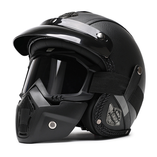 3C认证复古摩托车头盔安全帽四分之三盔男女四季通用巡航机车半盔