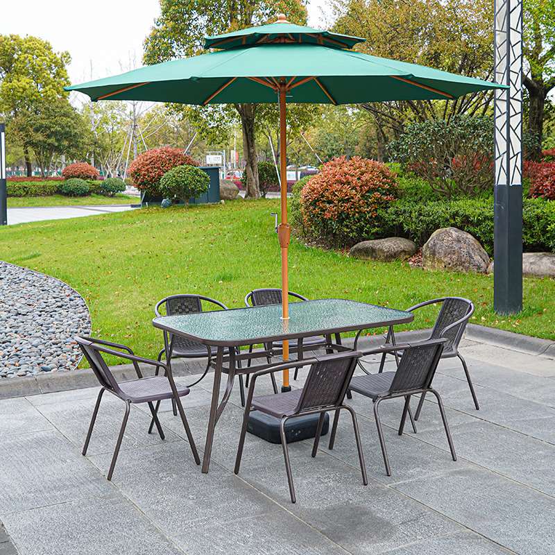 室外餐桌椅户外桌椅带伞庭院休闲露天遮阳伞咖啡厅奶茶店外摆组合