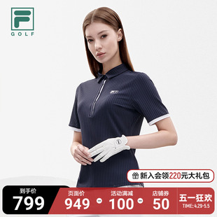 FILA GOLF斐乐官方高尔夫针织短袖POLO衫女夏季简约运动翻领上衣