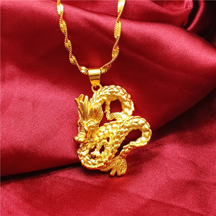 情人节礼物弯龙项链吊坠男女仿金龙吊牌镀金色流行饰品