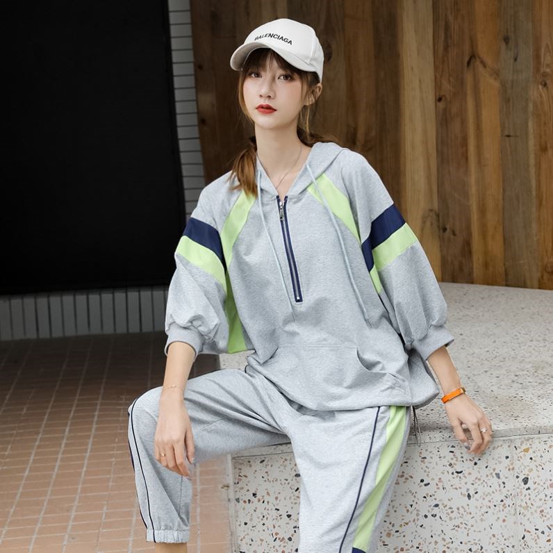 运动服套装女夏潮牌韩版宽松2021时尚春秋卫衣薄款休闲早秋两件套