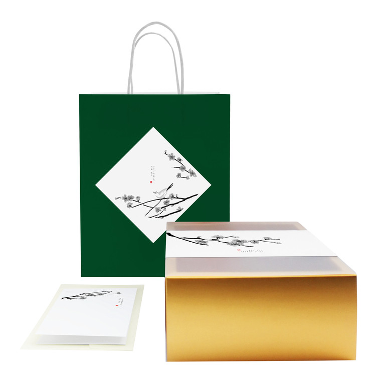 zs171新中式中国风文艺水墨荷花竹子梅花山水抽象花鸟礼盒包装