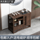 新中式茶水柜茶几茶边柜实木黑胡桃木色餐边柜烧水一体茶几实木原