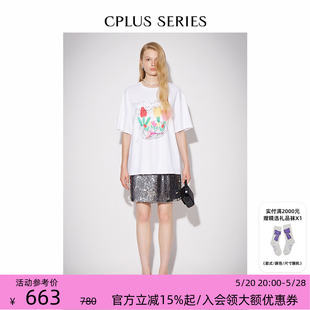 【CPLUS SERIES】24早春新品男女同款无性别花朵印花短袖T恤衫