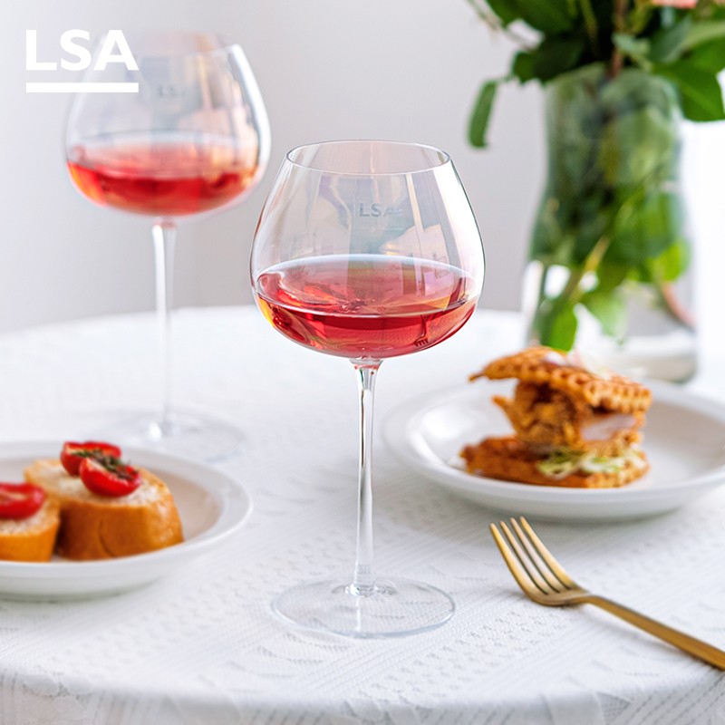 lsa杯子勃艮第红酒杯礼盒家用葡萄酒杯高颜值网红女士高脚杯套装