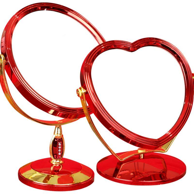 结婚用品大全新娘女方陪嫁红色镜子一对欧式婚礼化妆嫁妆婚庆物品