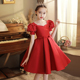 儿童礼服红色花童生日公主裙女童晚礼服主持人钢琴演奏演出服高端