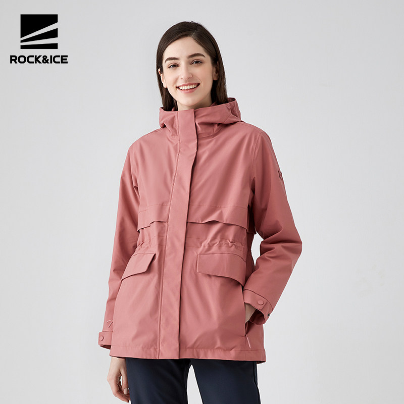 rockice户外冲锋衣女三合一可拆卸防风防水外套加绒防寒登山服潮