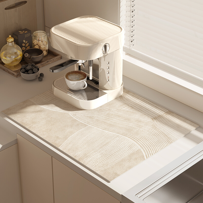 侘寂风咖啡机垫厨房台面沥水垫防滑吸水科技绒软垫吧台杯碗碟垫