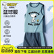 史努比儿童运动服套装2025新款夏装大童篮球服男童速干背心两件套