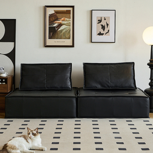 小四黑色豆腐块沙发小户型客厅直排模块沙发复古沙发奶油风新中式