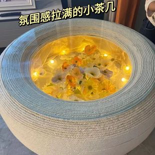 钢化玻璃餐桌面圆形轮胎小茶几玻璃面板家用酒店餐桌转盘台面定制