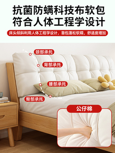 实木床现代简约双人床1.5米主卧经济型欧式床出租房用1m8单人床架
