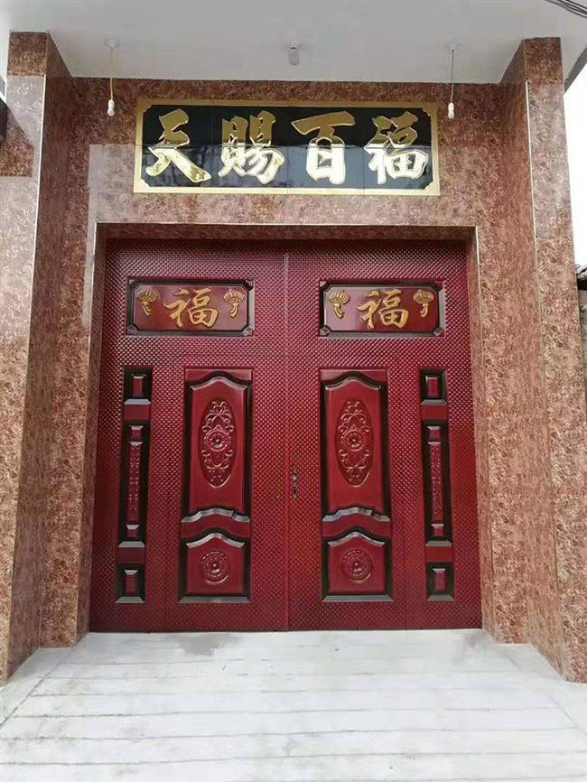 入户大门烤漆农村乡做村用双开铁门定家庭院门双扇中式围墙大铁门已售