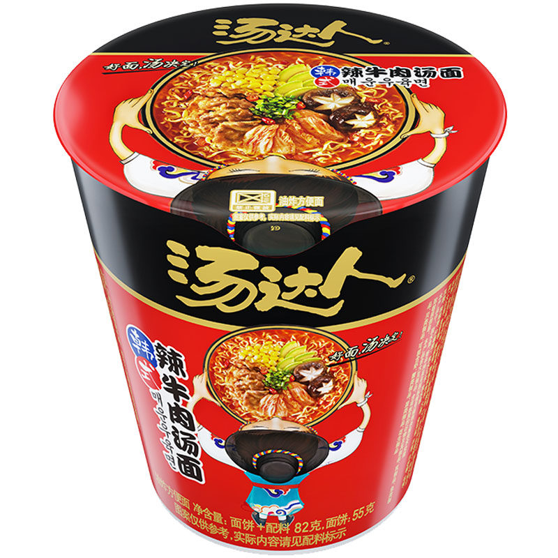 【汤达人韩式辣牛肉】统一方便面泡面汤杯面桶装代餐速食官方旗舰