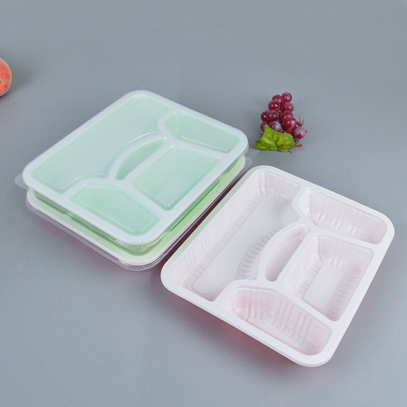 五格餐盒一次性外卖分体塑料快餐盒1000ml可微波加热便当打包饭盒