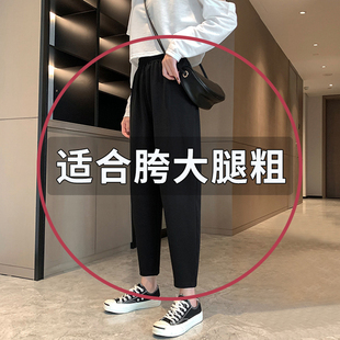 烟管裤女2024新款春款黑色西装裤高级感垂感遮胯显瘦哈伦裤九分夏