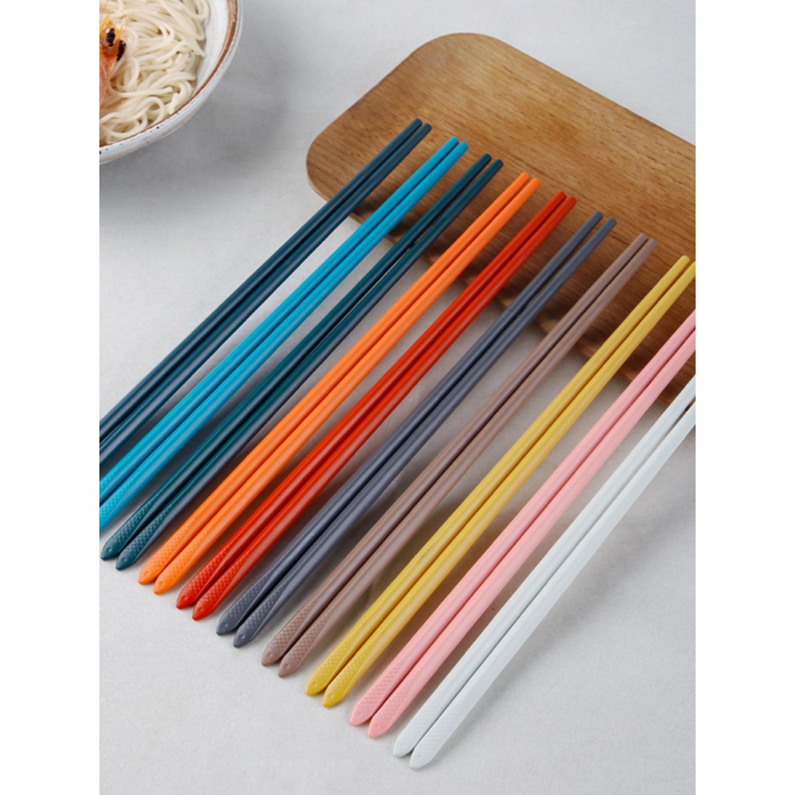 创健家用合金筷彩色防滑防霉筷子一人一色餐具中式快子耐高温