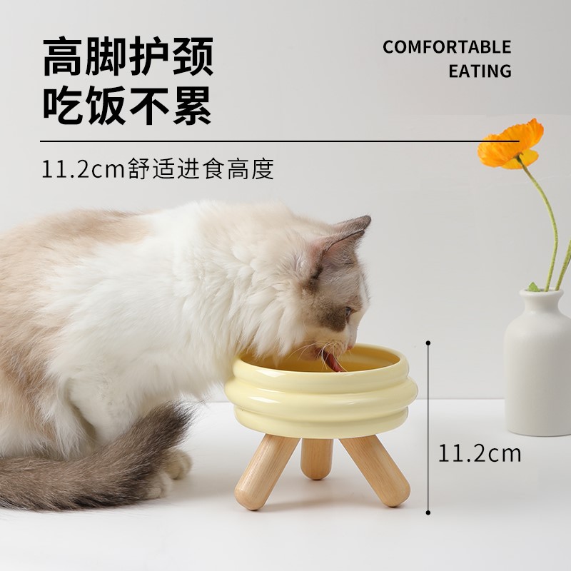 猫碗陶瓷大口径高脚宠物碗猫粮碗幼猫狗狗食盆防打翻保护颈椎双碗