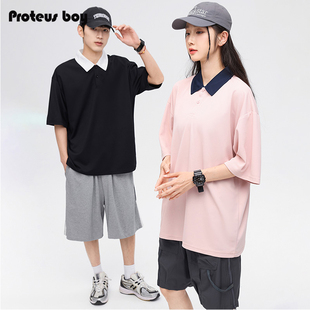 ProteusBoy短袖polo衫男夏季款情侣美式户外运动休闲透气上衣T恤