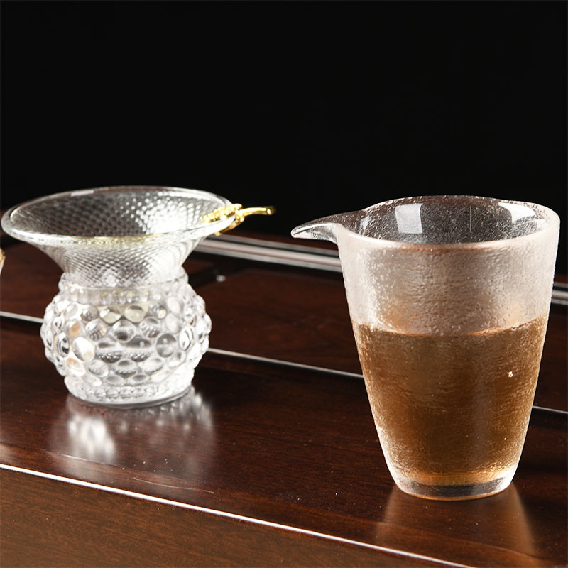 茶漏器公道杯日式家用玻璃锤目纹公杯茶海高档玻璃加厚分茶器