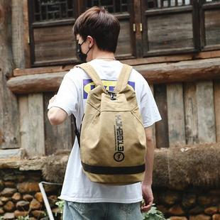 2023新款韩版帆布双肩包户外休闲学生书包篮球背包男士斜挎包