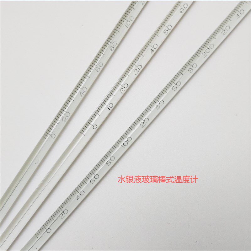 玻璃水银温度计_新标粗表体6mm红水银3o0厘米手工刻度玻璃棒温度计-50