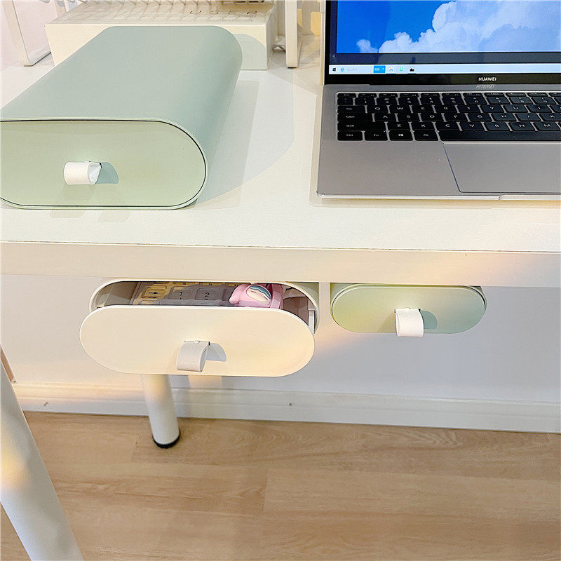 高档漂亮的小姨妈oins风隐形抽屉学生宿舍书桌杂物收纳盒黏ins