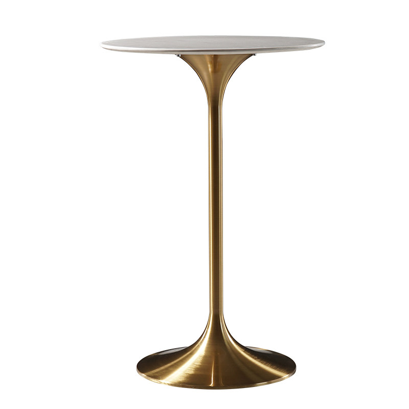 高档北欧吧台桌轻奢简约圆形吧桌小户型家用阳台铁艺高脚桌实木高