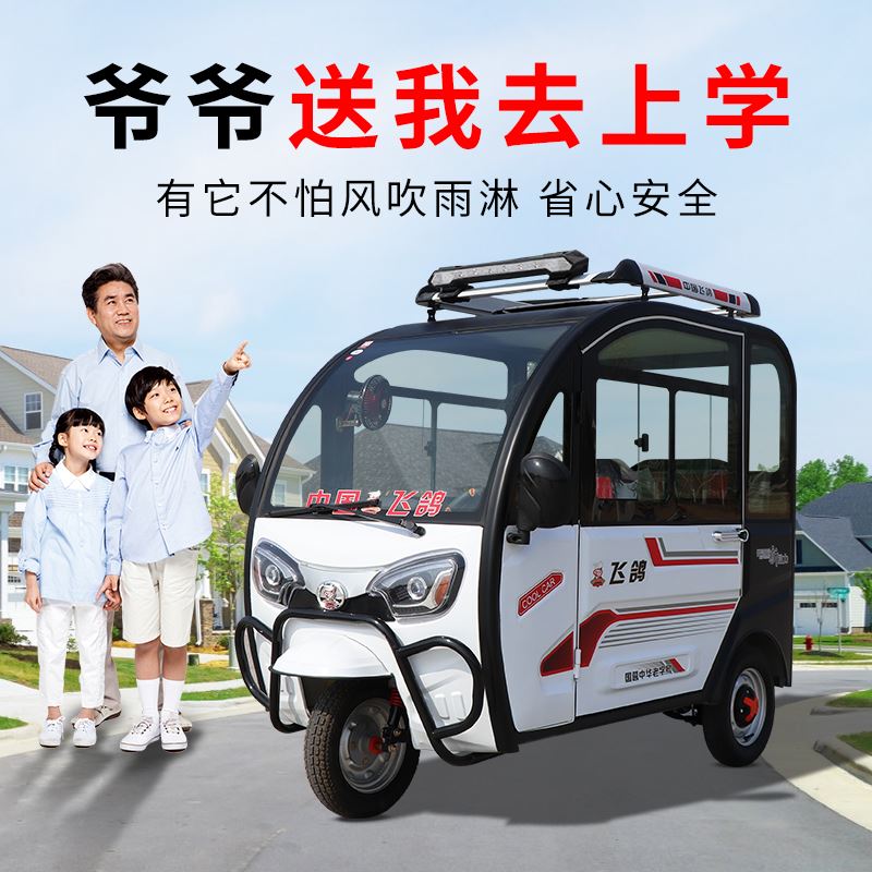 飞鸽新款电动三轮车家用三轮电动车小型带棚全封闭代步电瓶车三车