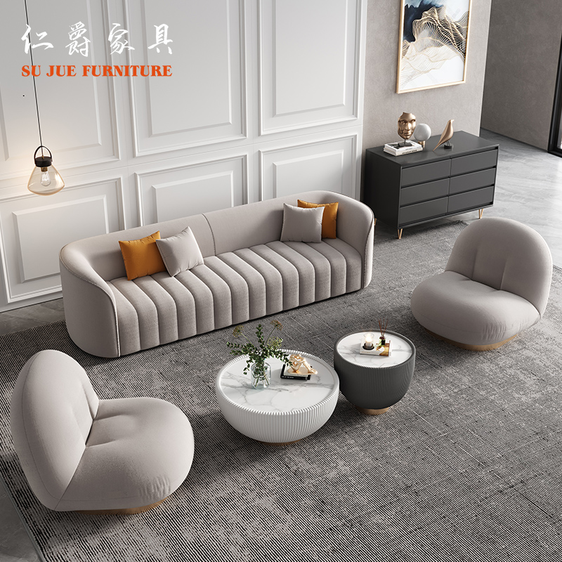 意式轻奢风极简布艺沙发现代简约科技布小户型客厅三人组合