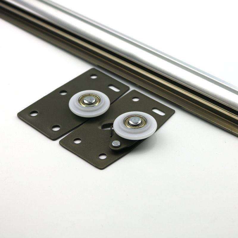 高档加厚单门免开槽衣柜门轨道移门推拉轮滑槽趟门轮导轨滑槽ins