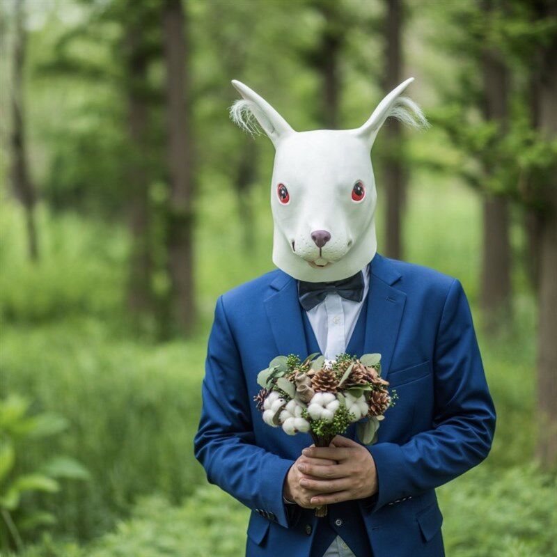 人鱼化妆道具马驴绿鱼鱼绿色鱼人面卡绿j头人头套带货蒙面整人具