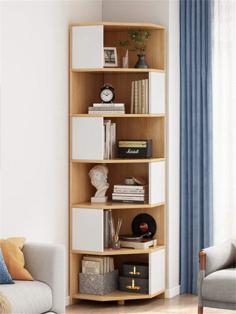 高档书架置物架落地墙面转角客厅收纳柜卧室拐角置物柜一体靠墙书