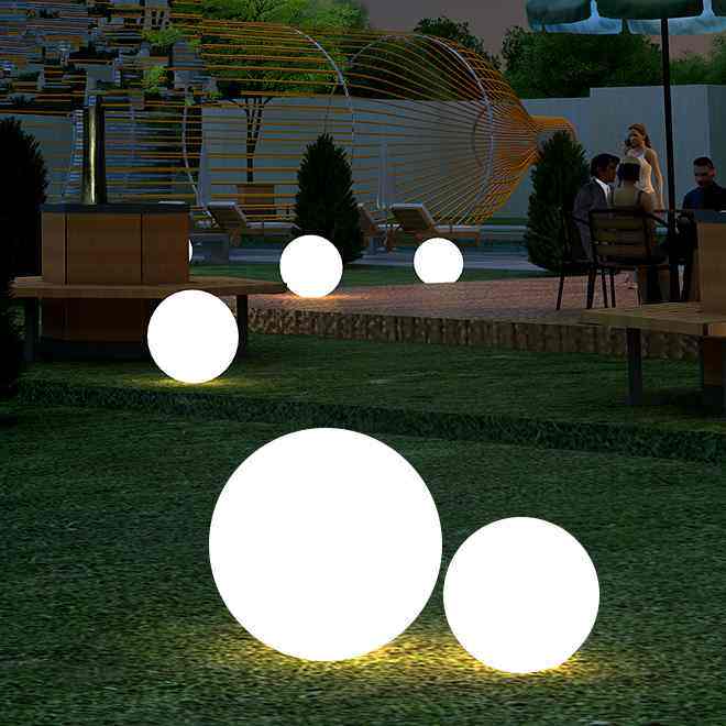 led发光圆球灯遥控七彩户外景观球灯草坪庭院吊球灯花园落地灯