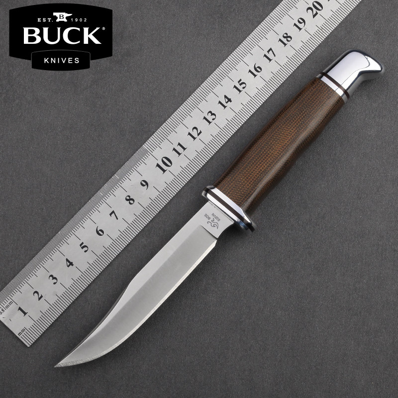 buck美国巴克进口s35vn不锈钢水果刀狩猎直刀户外装备黑色小直102