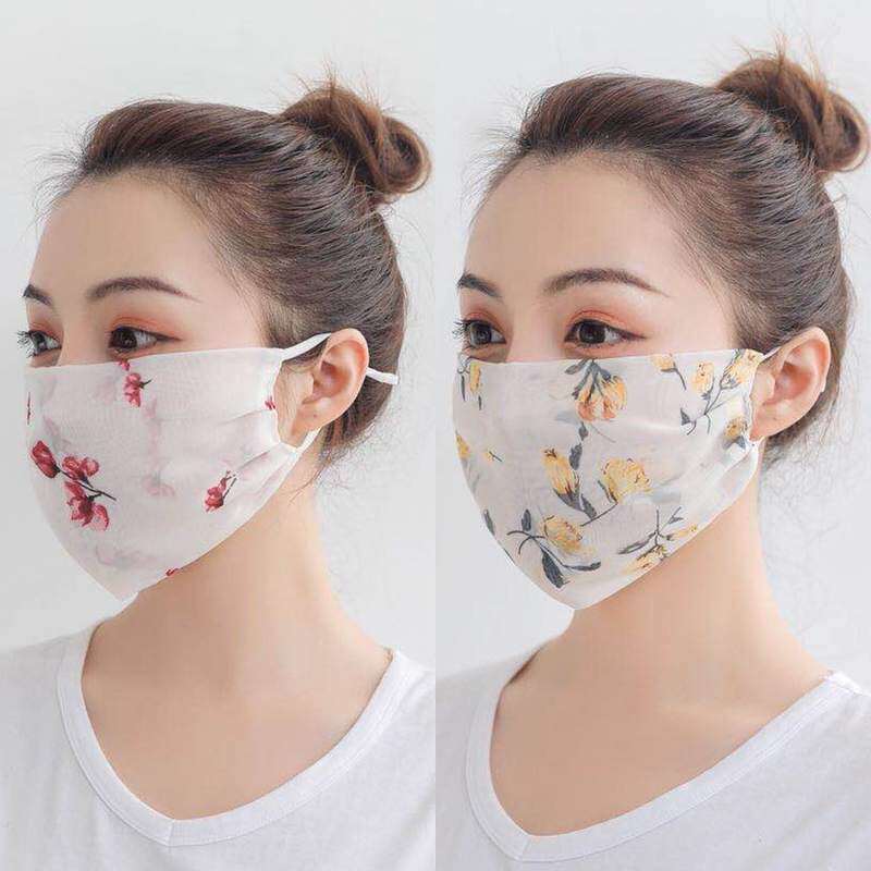 防晒口罩女士夏季薄款雪纺网纱口罩加大蕾丝口罩防紫外线可水洗