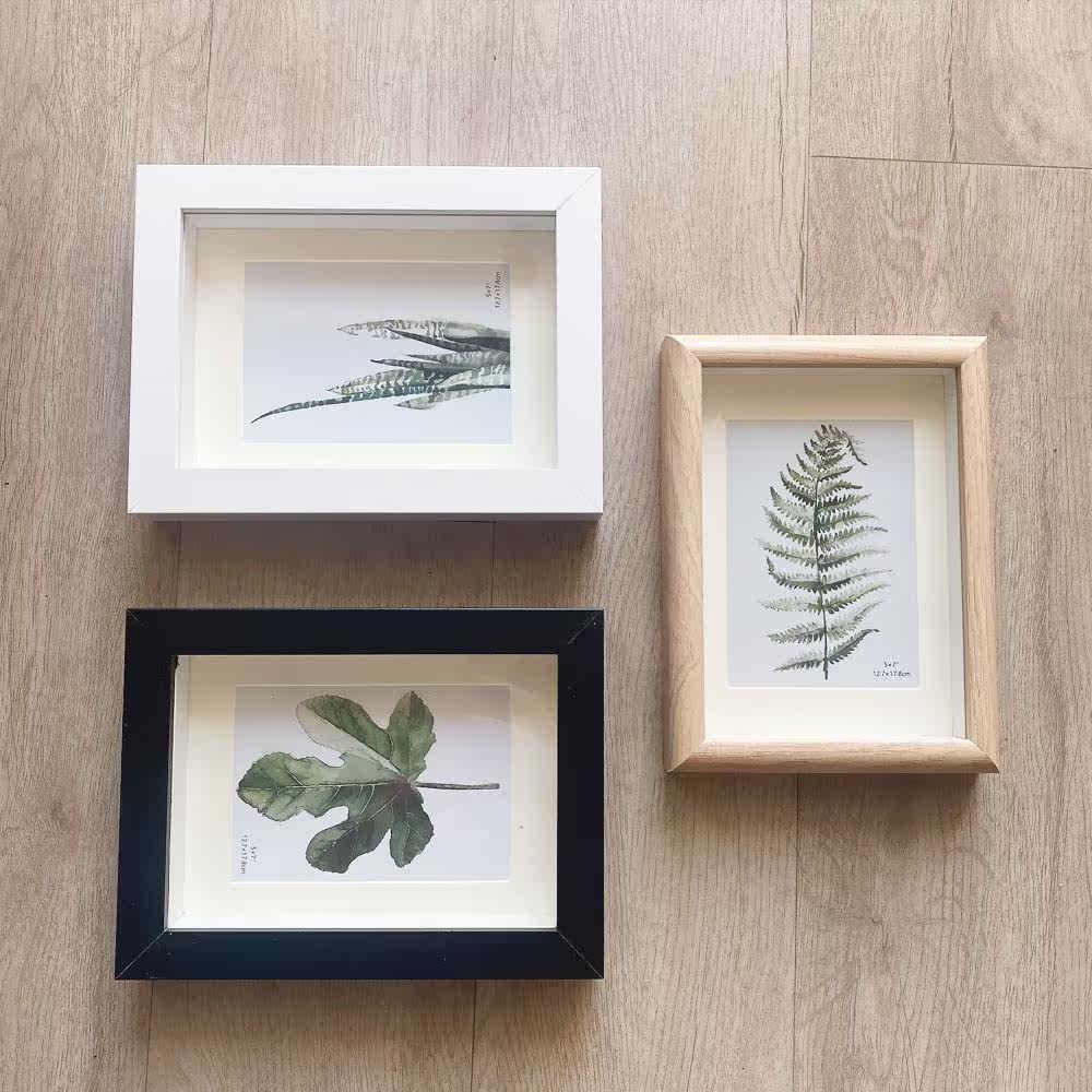 简约北欧实木相框67寸8寸创意小摆台客厅装饰画框黑白框挂墙玻璃