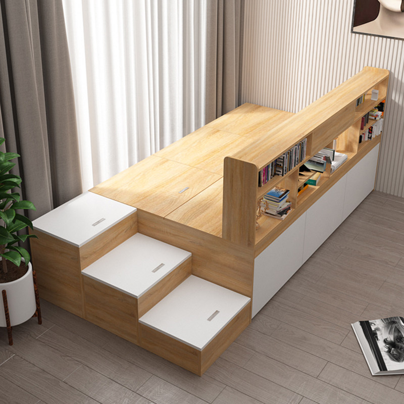 定制书架床一体榻榻米床储物床柜一体床塌塌米床收纳踏米床带衣柜