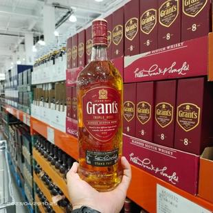 Costco代购Whiskey英国进口GRANT'S格兰英格兰威士忌酒1L三桶陈酿