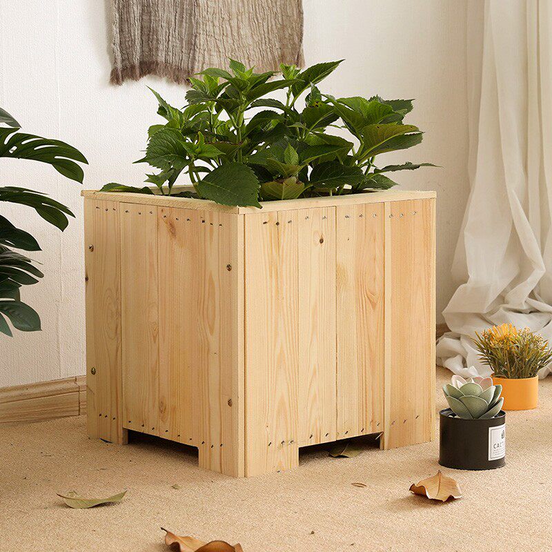 防腐木花箱正方形原木花盆特大户外种植箱庭院实木阳台种树木花盆